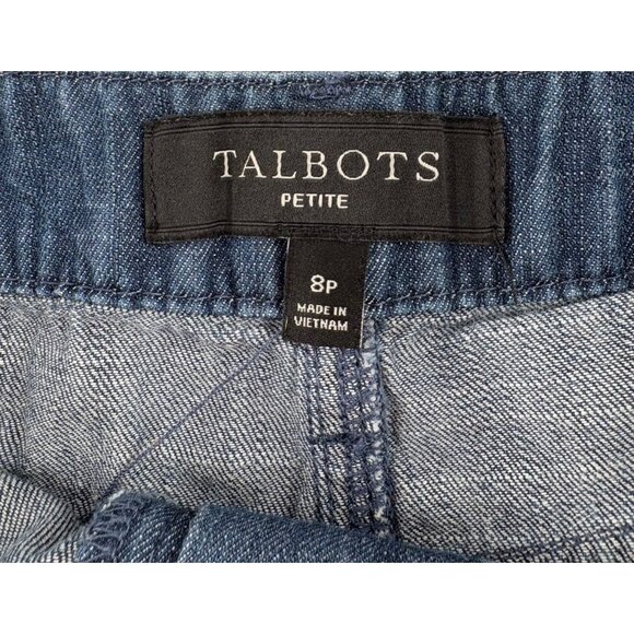 Talbots Petite Denim Embroidered Skirt Size 8P Cotton & Lyocell Chambray - Picture 2 of 5